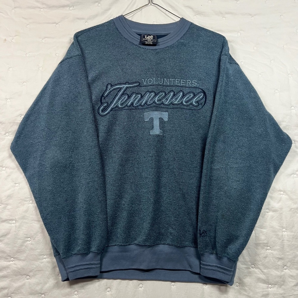 Vintage Lee Sport Tennessee Volunteers Sweatshirt Blue Waffle Knit Mens Medium